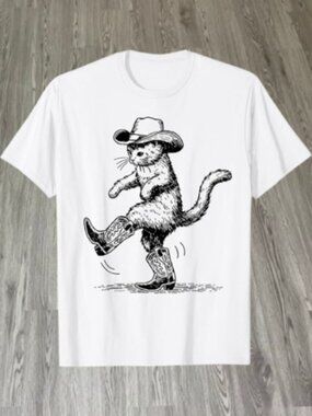 Cute Cat with Cowboy Hat & Boots Cowgirl Western Country T-Shirt